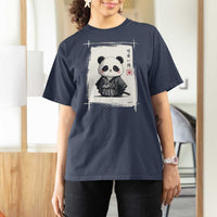 Kawaii Anime Samurai Panda T Shirt For Women Vintage Sumi-e Japanese Art Funny Panda Lovers - Wonder Print Shop
