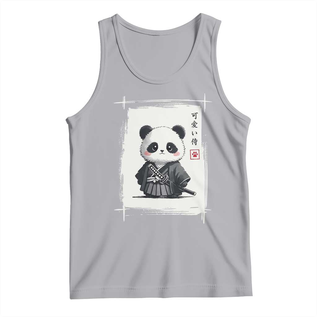 Kawaii Anime Samurai Panda Tank Top Vintage Sumi-e Japanese Art Funny Panda Lovers - Wonder Print Shop