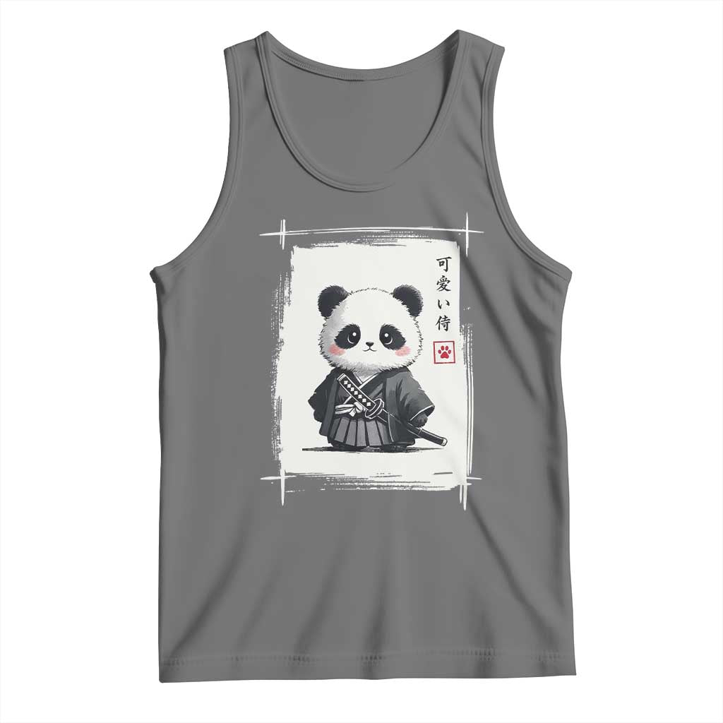 Kawaii Anime Samurai Panda Tank Top Vintage Sumi-e Japanese Art Funny Panda Lovers - Wonder Print Shop