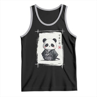 Kawaii Anime Samurai Panda Tank Top Vintage Sumi-e Japanese Art Funny Panda Lovers - Wonder Print Shop