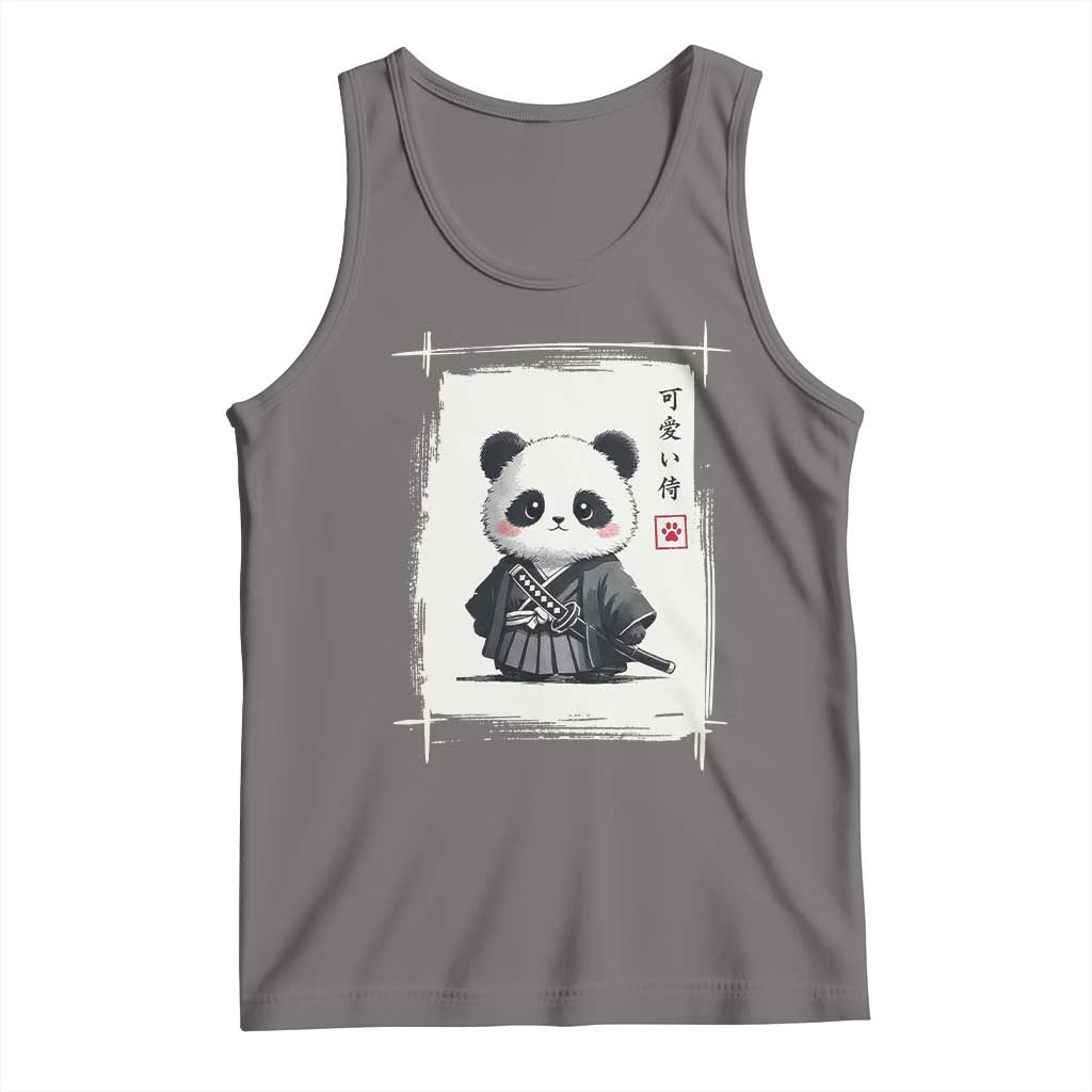 Kawaii Anime Samurai Panda Tank Top Vintage Sumi-e Japanese Art Funny Panda Lovers - Wonder Print Shop