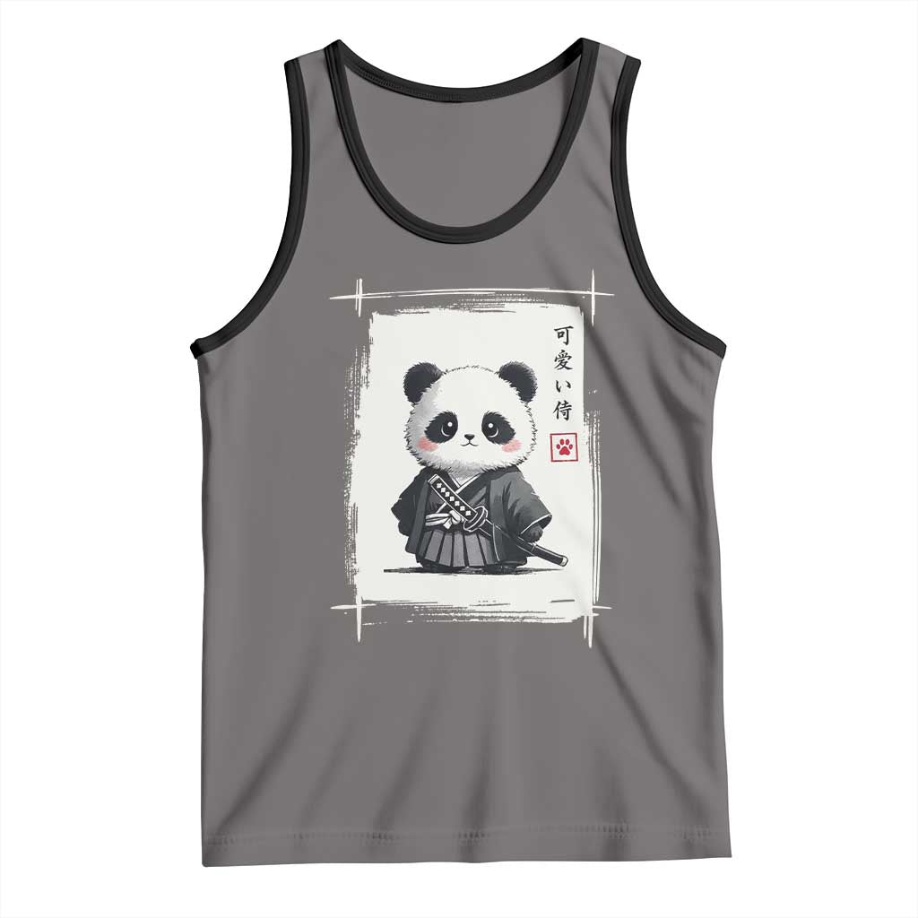 Kawaii Anime Samurai Panda Tank Top Vintage Sumi-e Japanese Art Funny Panda Lovers - Wonder Print Shop