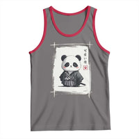 Kawaii Anime Samurai Panda Tank Top Vintage Sumi-e Japanese Art Funny Panda Lovers - Wonder Print Shop