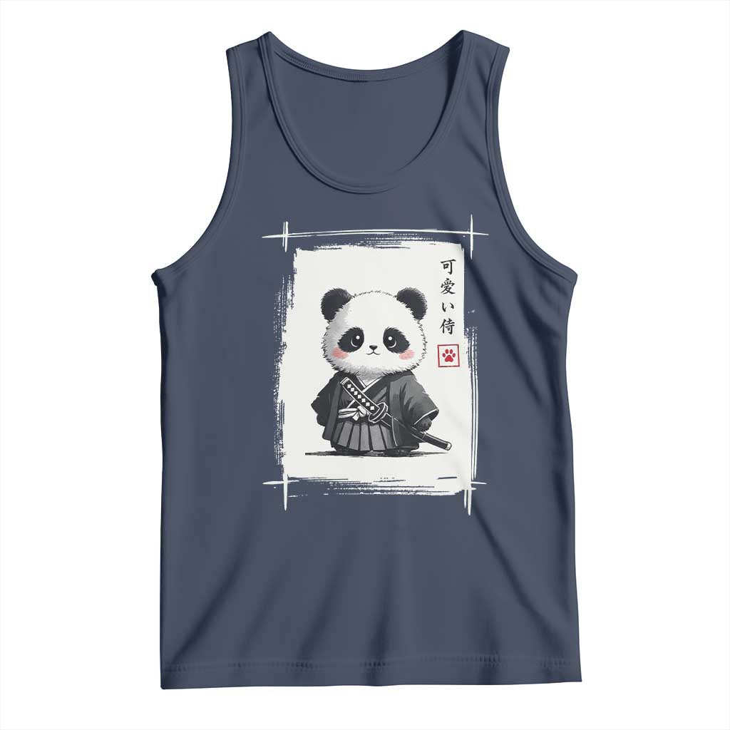 Kawaii Anime Samurai Panda Tank Top Vintage Sumi-e Japanese Art Funny Panda Lovers - Wonder Print Shop