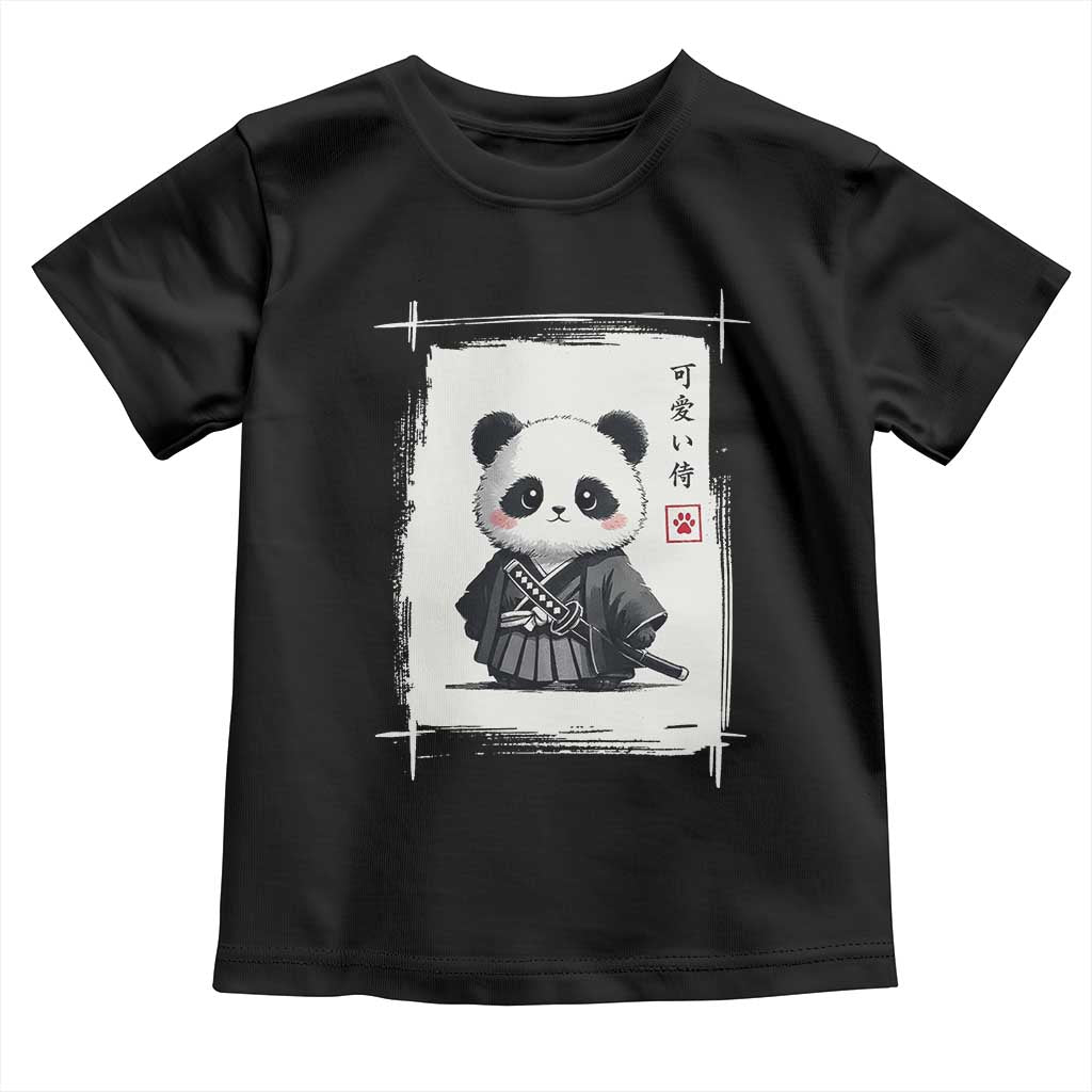 Kawaii Anime Samurai Panda Toddler T Shirt Vintage Sumi-e Japanese Art Funny Panda Lovers - Wonder Print Shop