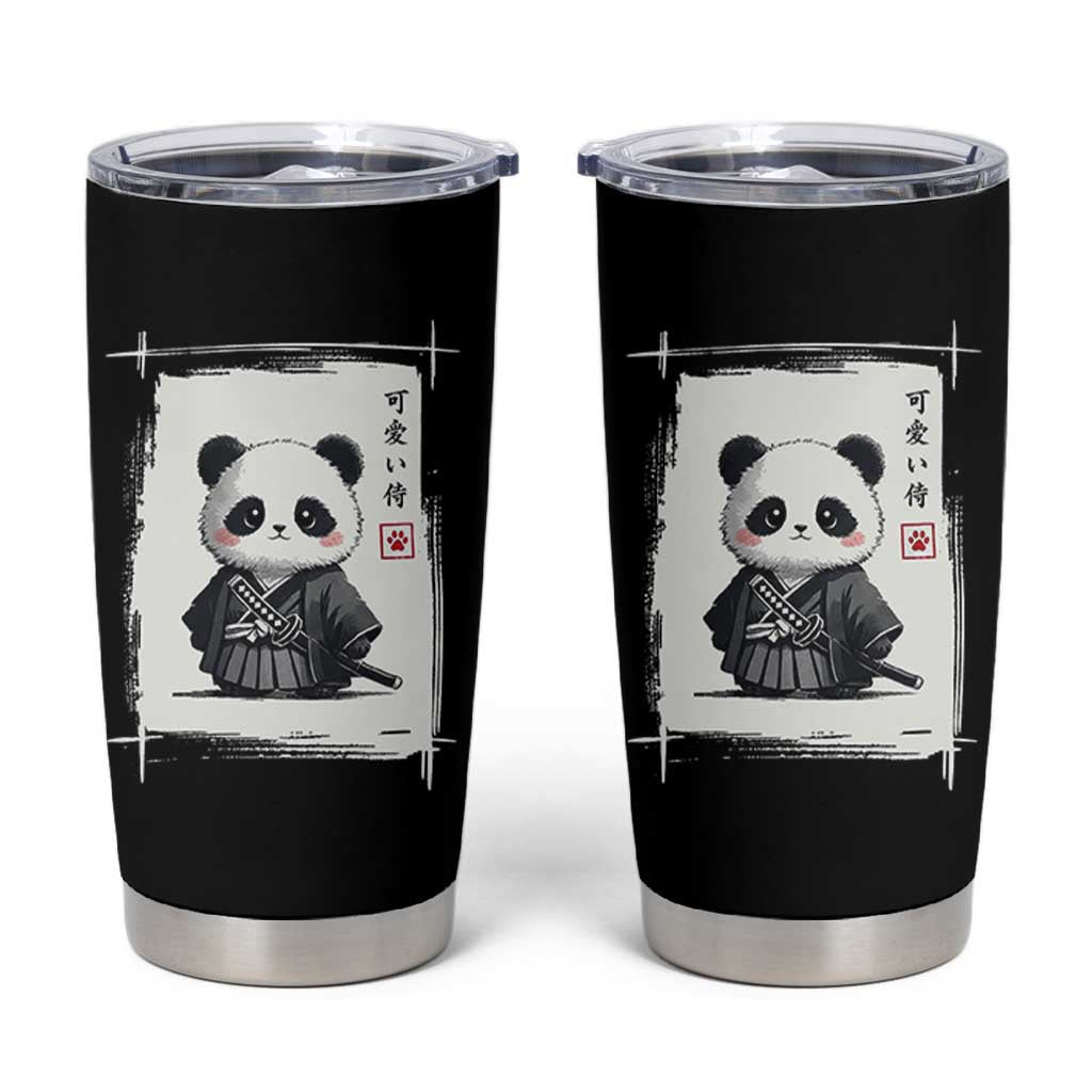 Kawaii Anime Samurai Panda Tumbler Cup Vintage Sumi-e Japanese Art Funny Panda Lovers - Wonder Print Shop