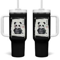Kawaii Anime Samurai Panda Tumbler With Handle Vintage Sumi-e Japanese Art Funny Panda Lovers - Wonder Print Shop