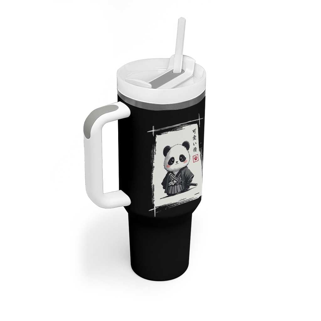 Kawaii Anime Samurai Panda Tumbler With Handle Vintage Sumi-e Japanese Art Funny Panda Lovers - Wonder Print Shop