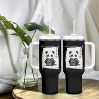 Kawaii Anime Samurai Panda Tumbler With Handle Vintage Sumi-e Japanese Art Funny Panda Lovers - Wonder Print Shop