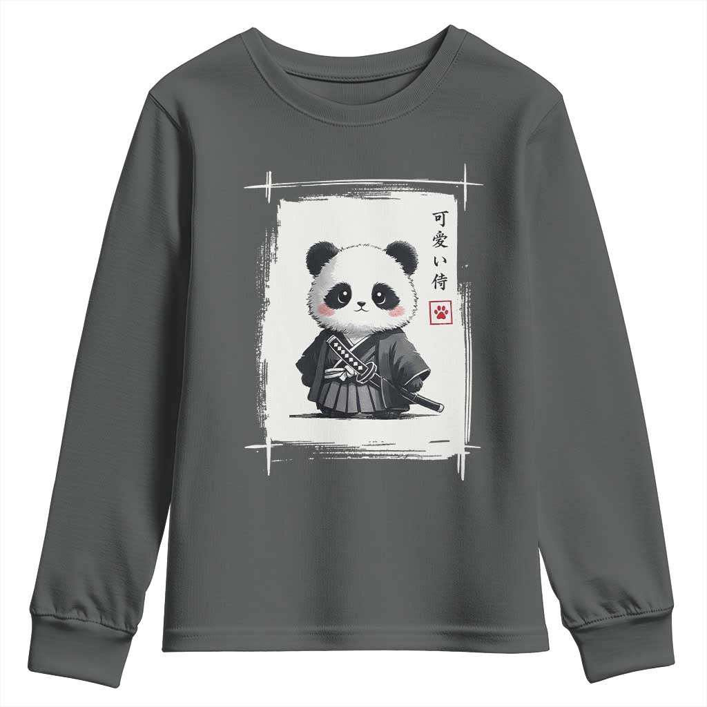 Kawaii Anime Samurai Panda Youth Sweatshirt Vintage Sumi-e Japanese Art Funny Panda Lovers - Wonder Print Shop