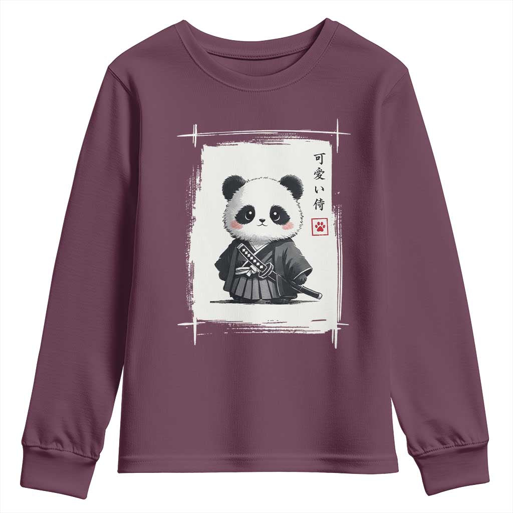 Kawaii Anime Samurai Panda Youth Sweatshirt Vintage Sumi-e Japanese Art Funny Panda Lovers - Wonder Print Shop