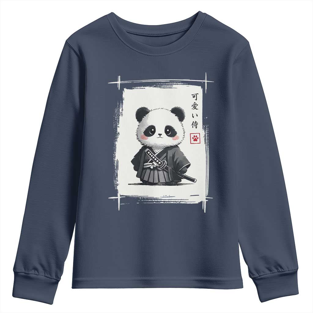 Kawaii Anime Samurai Panda Youth Sweatshirt Vintage Sumi-e Japanese Art Funny Panda Lovers - Wonder Print Shop