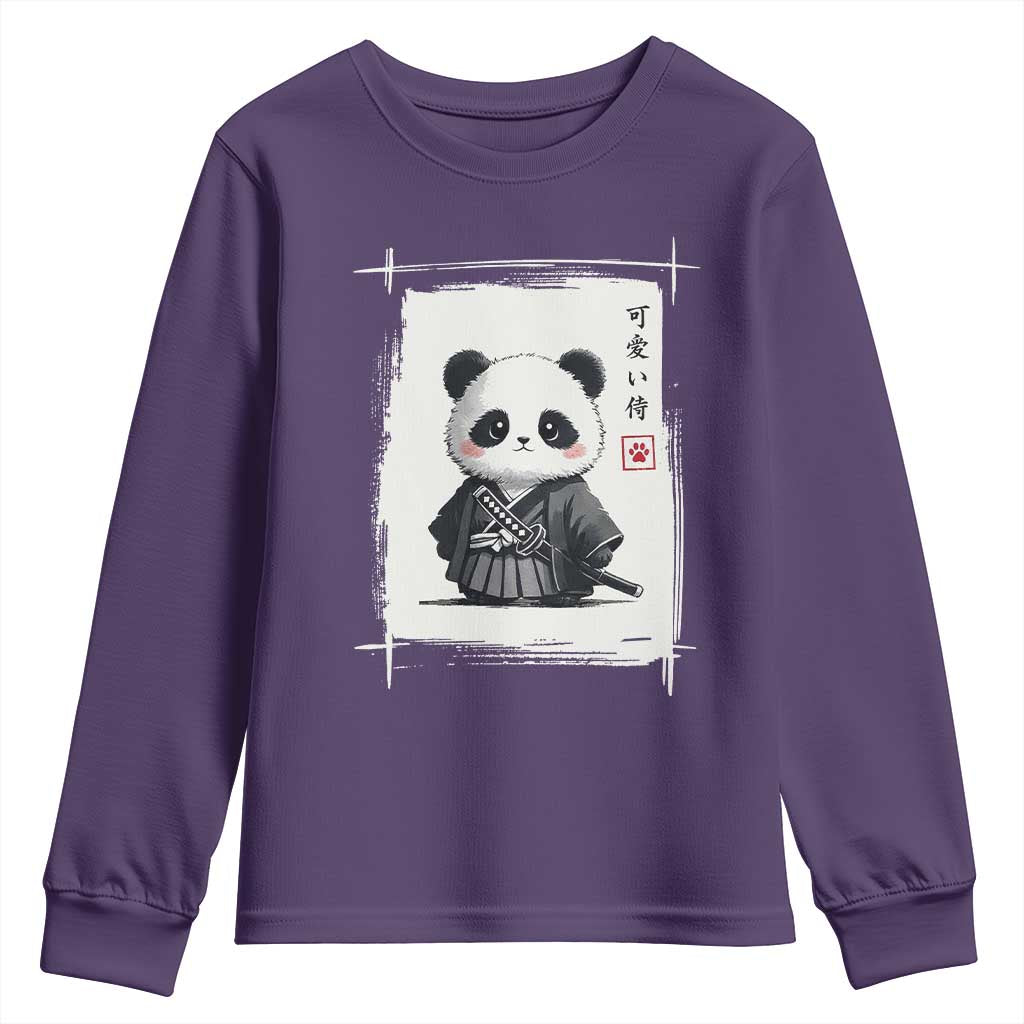 Kawaii Anime Samurai Panda Youth Sweatshirt Vintage Sumi-e Japanese Art Funny Panda Lovers - Wonder Print Shop