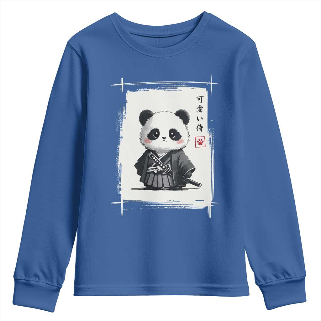 Kawaii Anime Samurai Panda Youth Sweatshirt Vintage Sumi-e Japanese Art Funny Panda Lovers - Wonder Print Shop