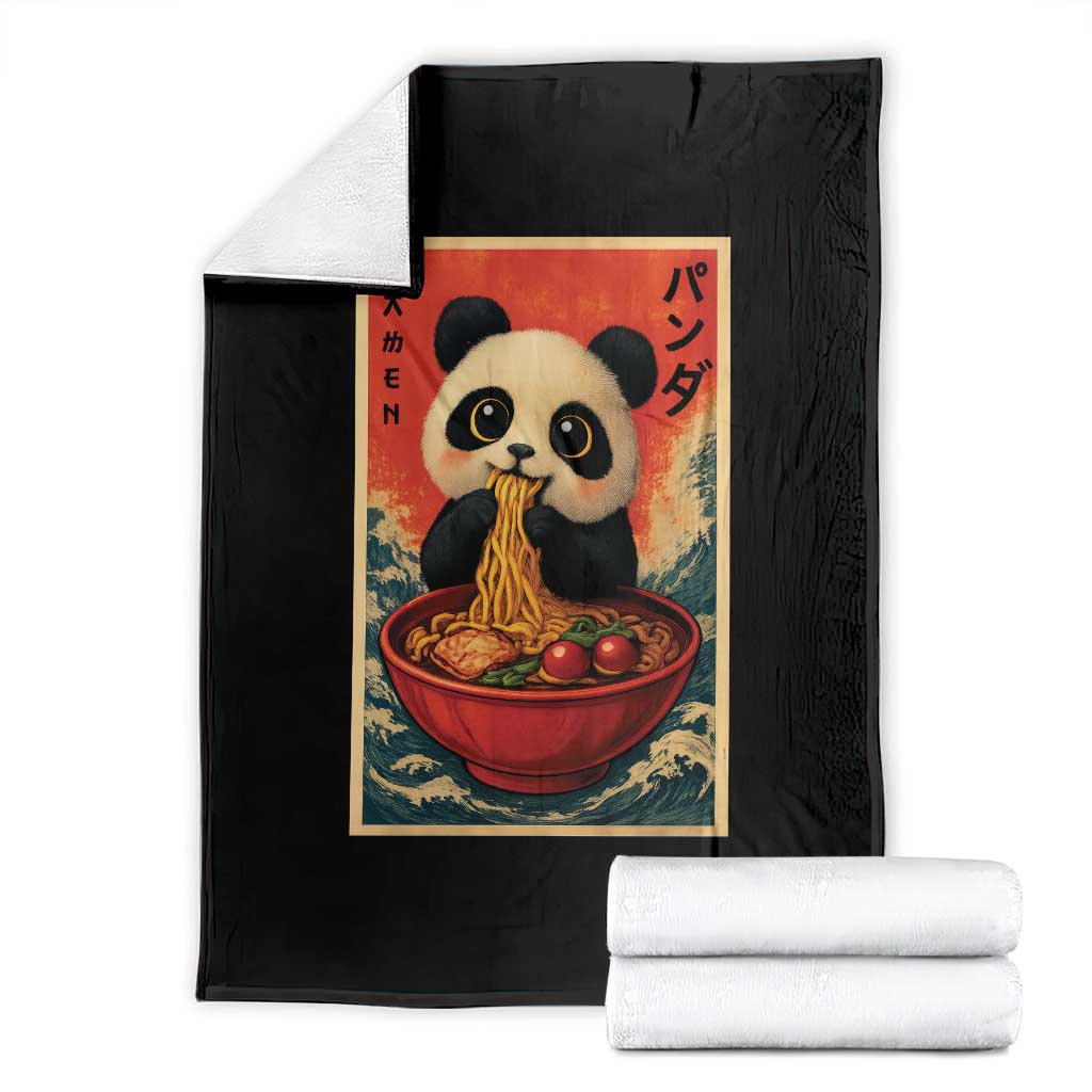 Kawaii Anime Panda Ramen Throw Blanket Funny Japanese Noodles Anime Lovers - Wonder Print Shop