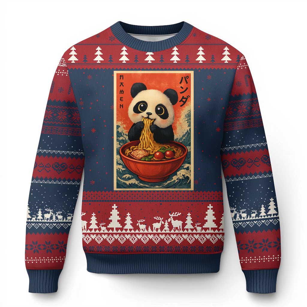 Kawaii Anime Panda Ramen Ugly Christmas Sweater Funny Japanese Noodles Anime Lovers - Wonder Print Shop
