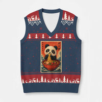 Kawaii Anime Panda Ramen V-Neck Knit Sweater Vest Funny Japanese Noodles Anime Lovers - Wonder Print Shop