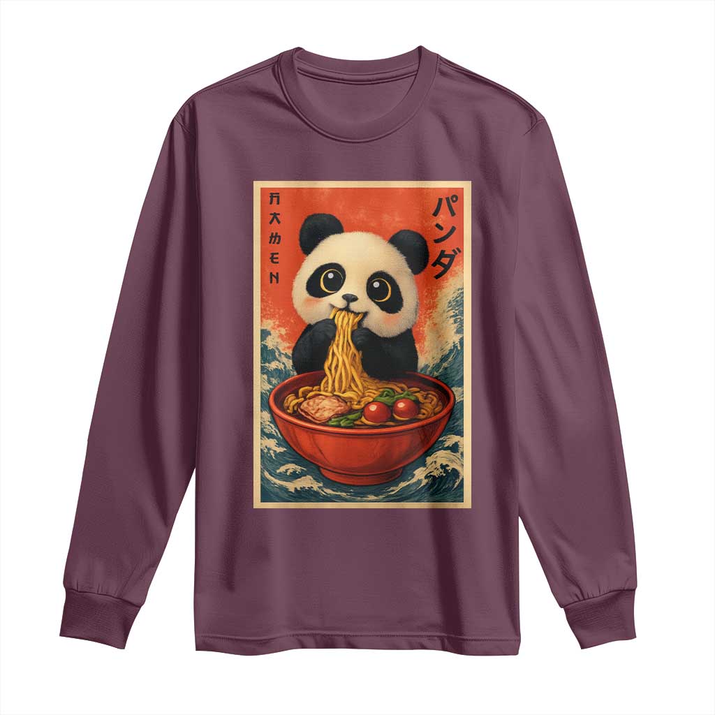 Kawaii Anime Panda Ramen Long Sleeve Shirt Funny Japanese Noodles Anime Lovers - Wonder Print Shop