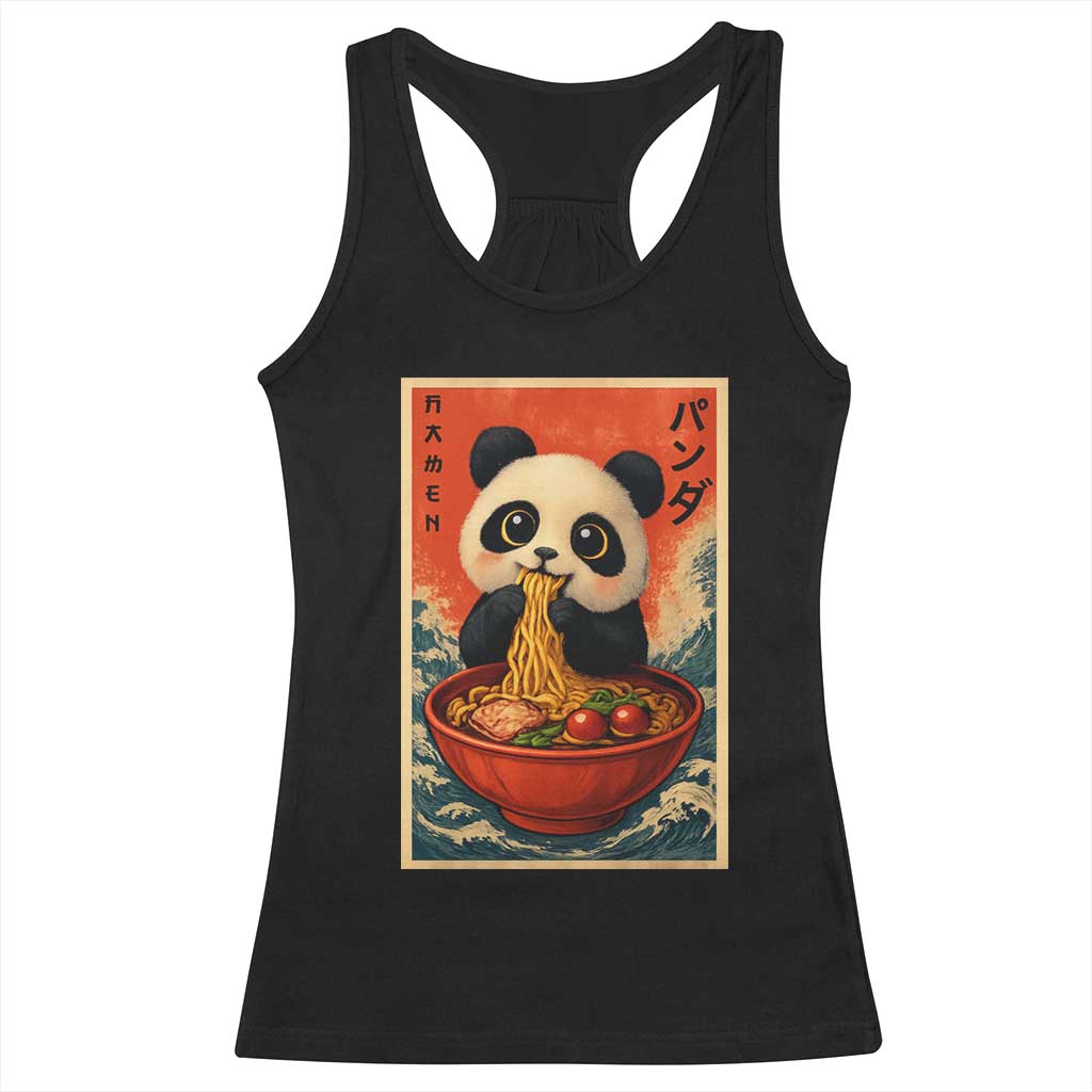 Kawaii Anime Panda Ramen Racerback Tank Top Funny Japanese Noodles Anime Lovers - Wonder Print Shop