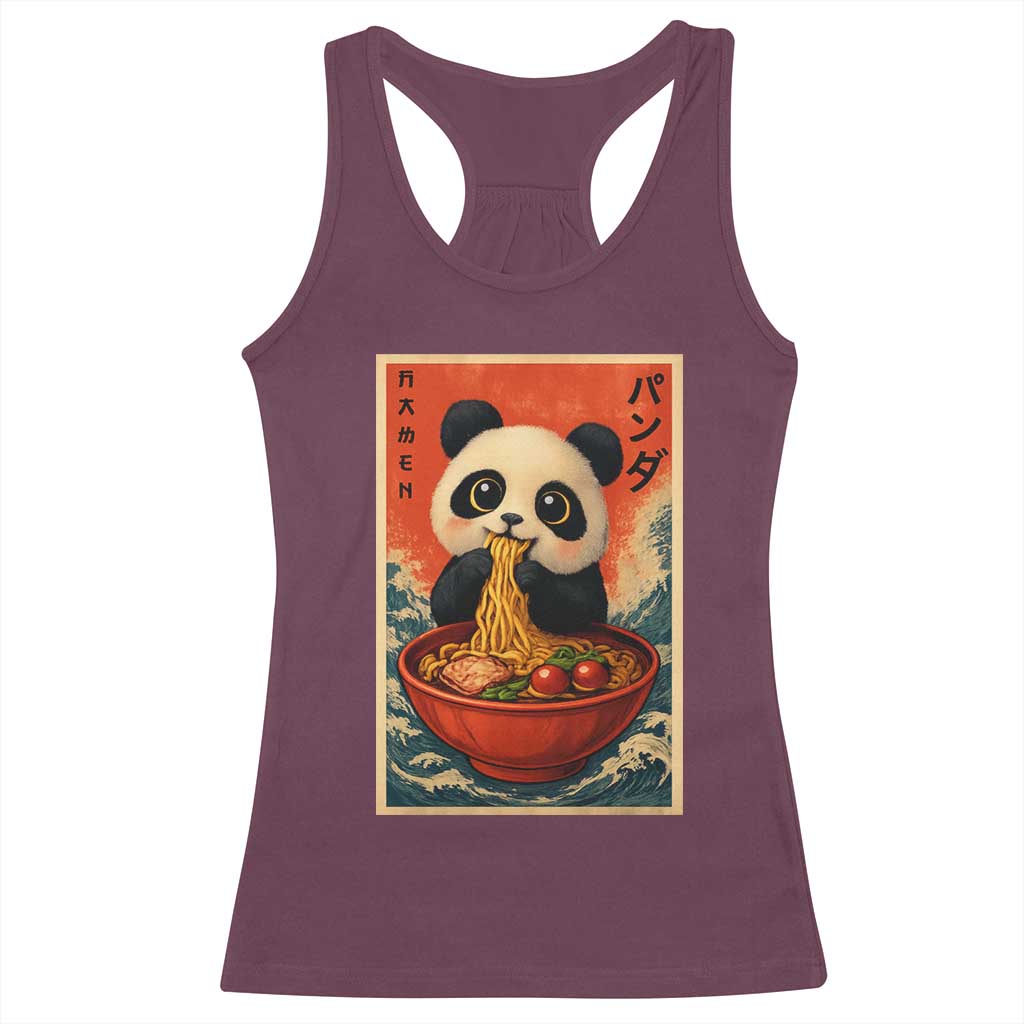 Kawaii Anime Panda Ramen Racerback Tank Top Funny Japanese Noodles Anime Lovers - Wonder Print Shop
