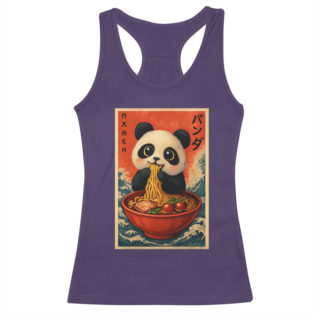 Kawaii Anime Panda Ramen Racerback Tank Top Funny Japanese Noodles Anime Lovers - Wonder Print Shop