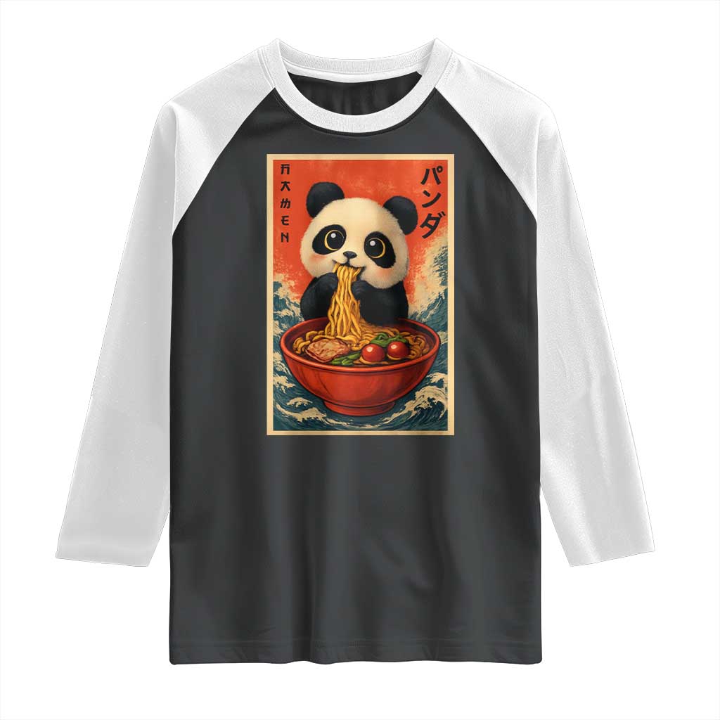 Kawaii Anime Panda Ramen Raglan Shirt Funny Japanese Noodles Anime Lovers - Wonder Print Shop