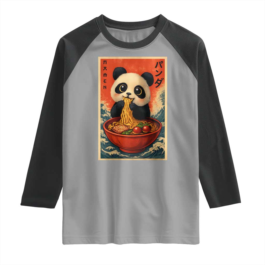 Kawaii Anime Panda Ramen Raglan Shirt Funny Japanese Noodles Anime Lovers - Wonder Print Shop
