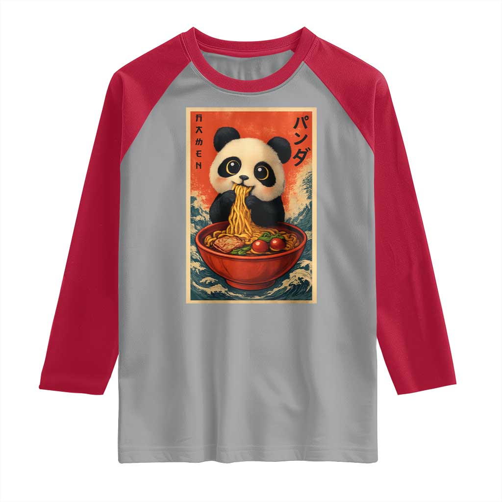 Kawaii Anime Panda Ramen Raglan Shirt Funny Japanese Noodles Anime Lovers - Wonder Print Shop