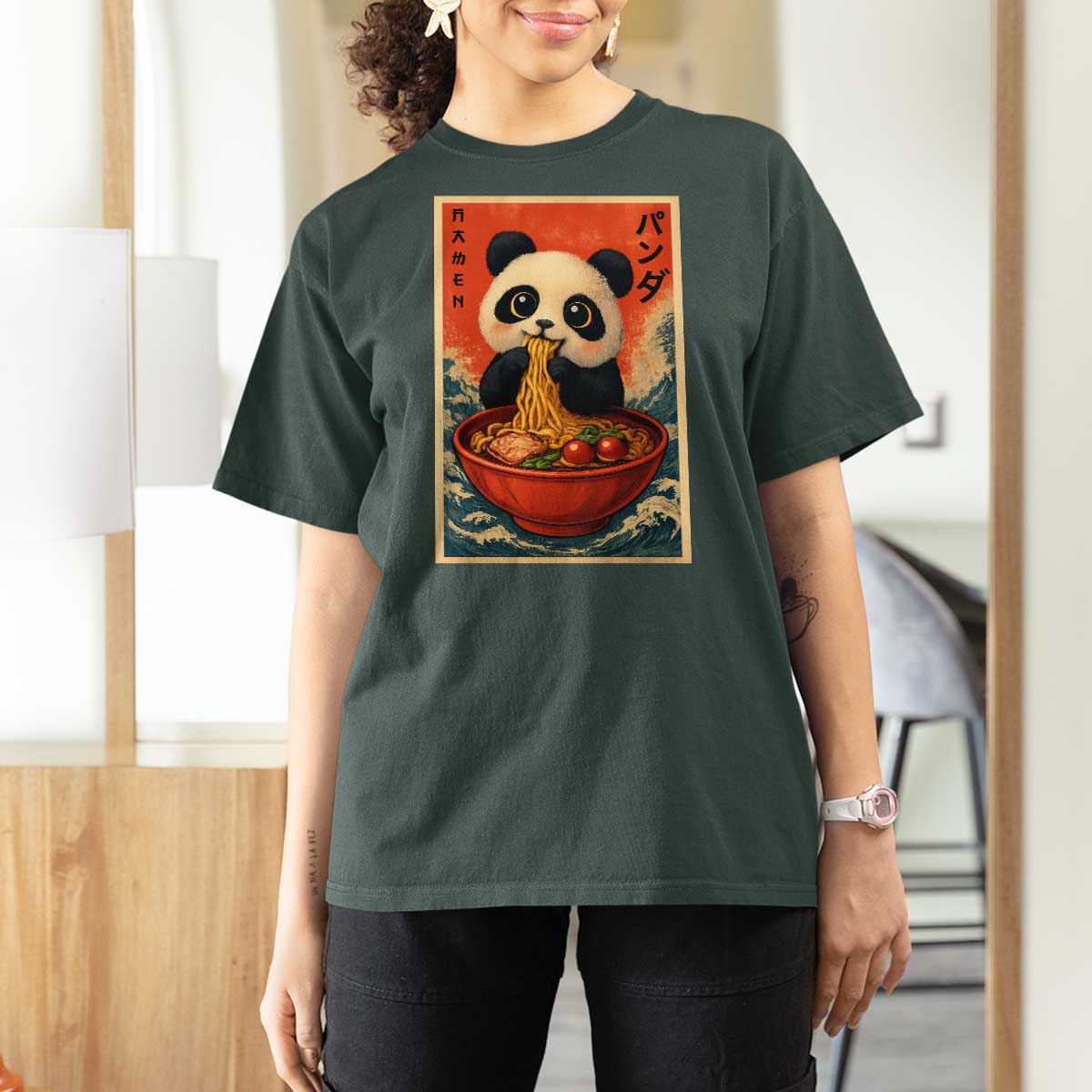 Kawaii Anime Panda Ramen T Shirt For Women Funny Japanese Noodles Anime Lovers - Wonder Print Shop