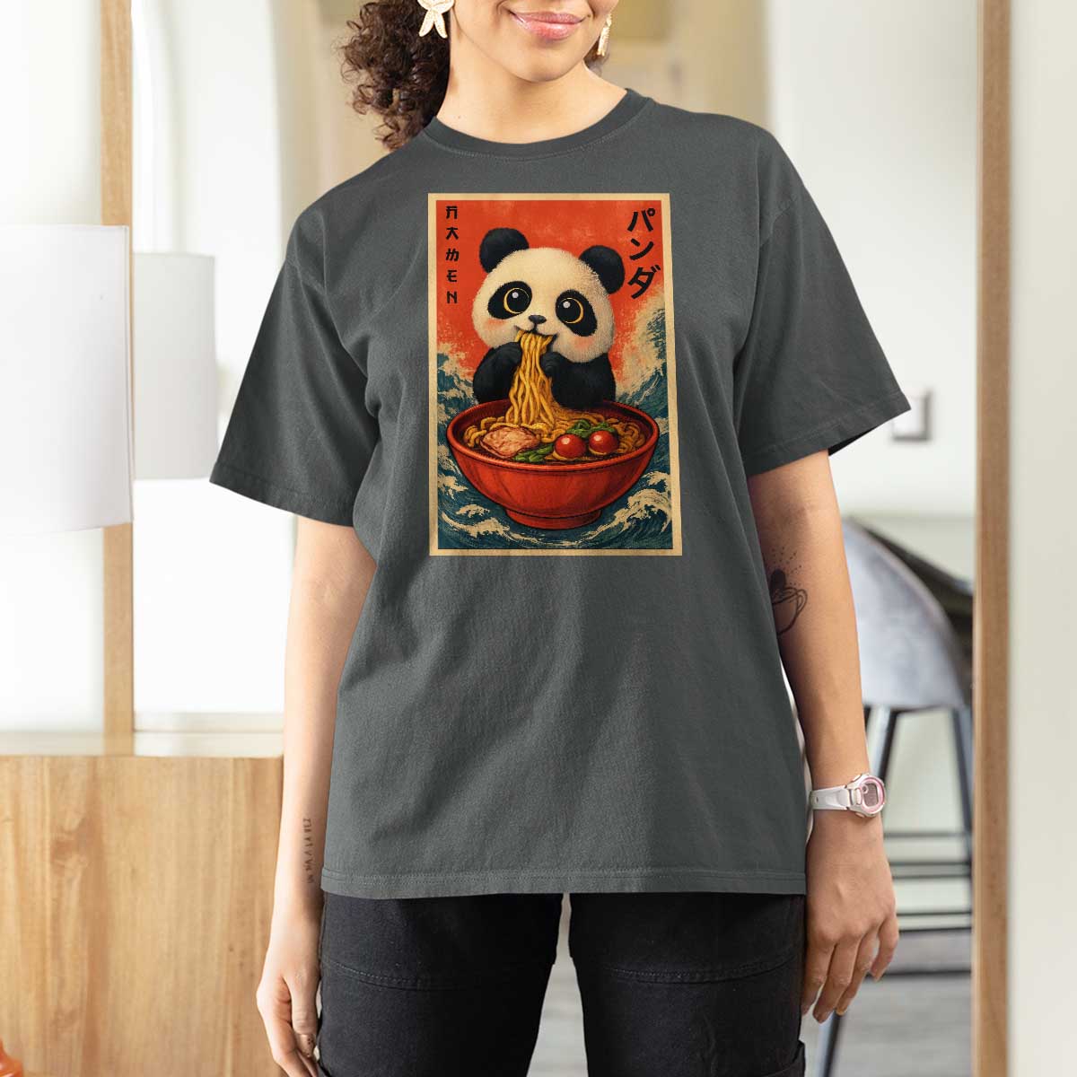 Kawaii Anime Panda Ramen T Shirt For Women Funny Japanese Noodles Anime Lovers - Wonder Print Shop