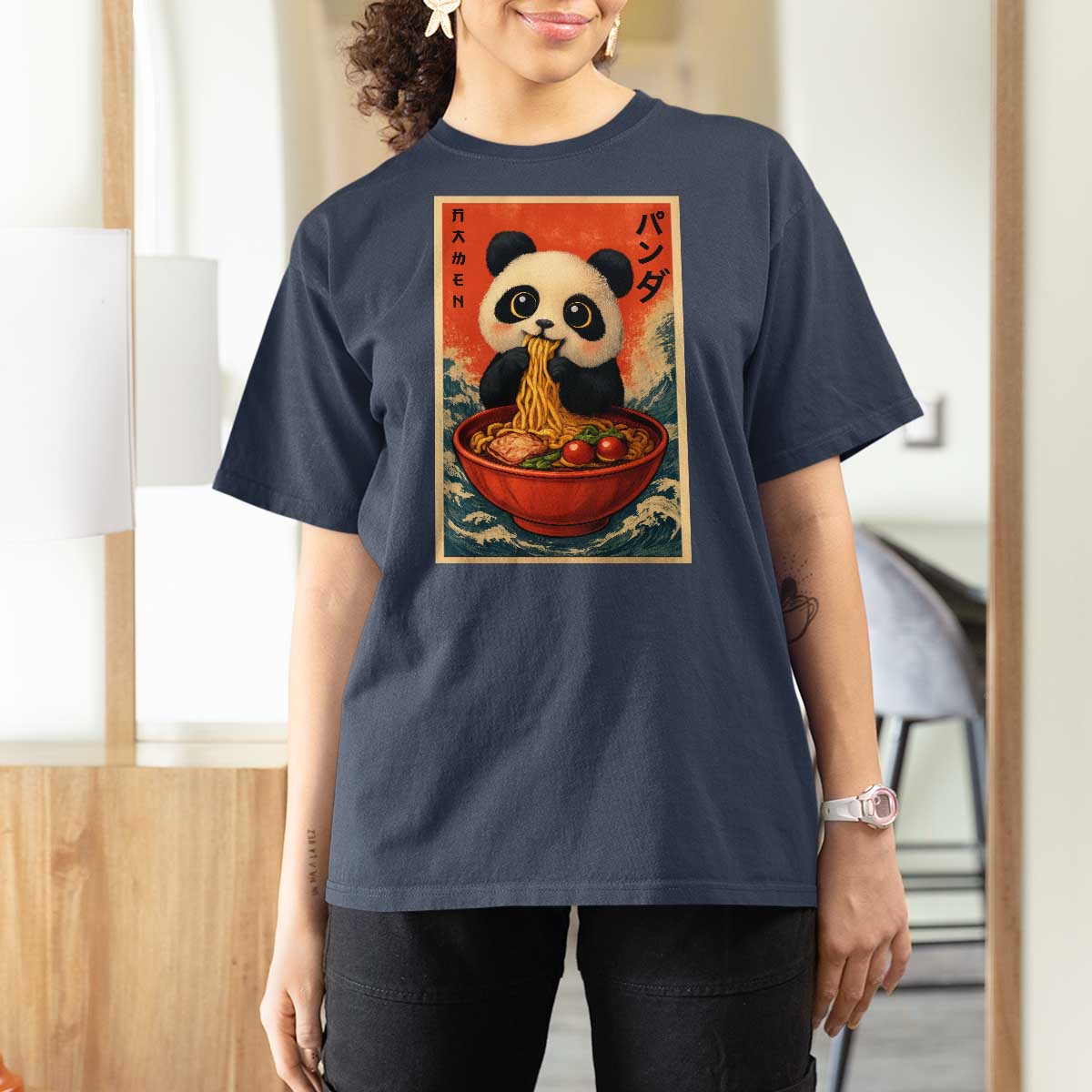 Kawaii Anime Panda Ramen T Shirt For Women Funny Japanese Noodles Anime Lovers - Wonder Print Shop