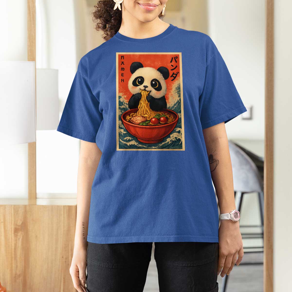 Kawaii Anime Panda Ramen T Shirt For Women Funny Japanese Noodles Anime Lovers - Wonder Print Shop
