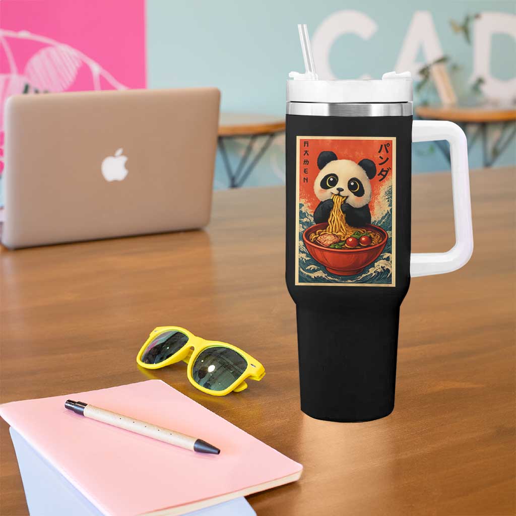 Kawaii Anime Panda Ramen Tumbler With Handle Funny Japanese Noodles Anime Lovers - Wonder Print Shop