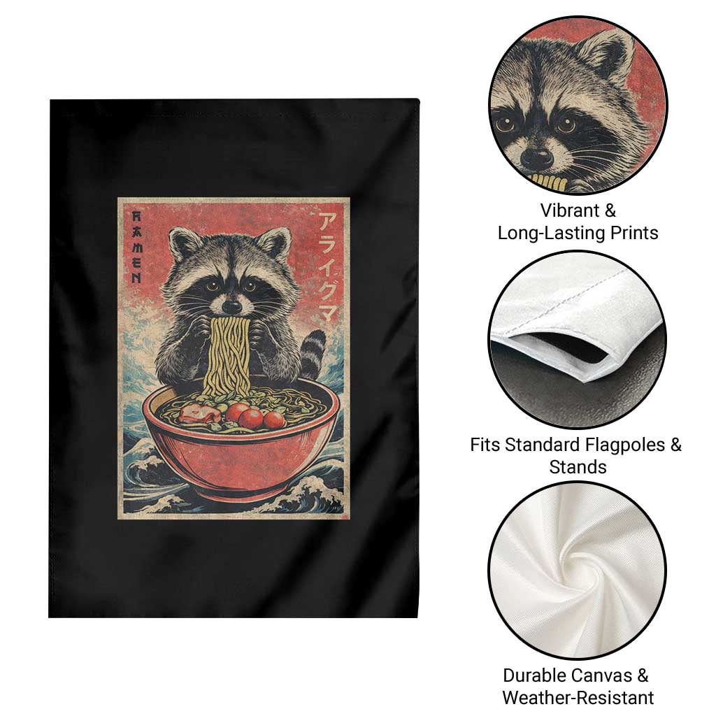 Kawaii Anime Raccoon Ramen Garden Flag Funny Japanese Noodles Anime Lovers - Wonder Print Shop