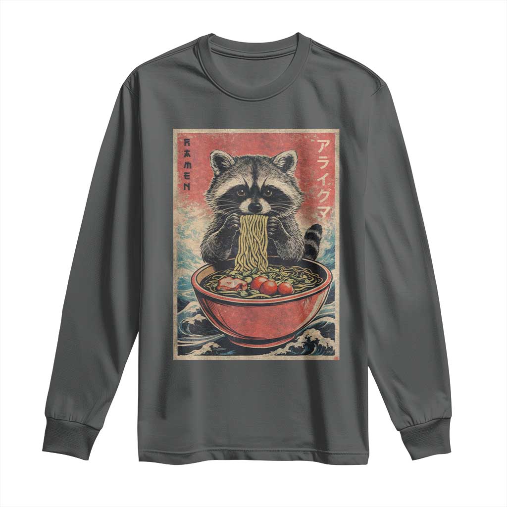 Kawaii Anime Raccoon Ramen Long Sleeve Shirt Funny Japanese Noodles Anime Lovers - Wonder Print Shop