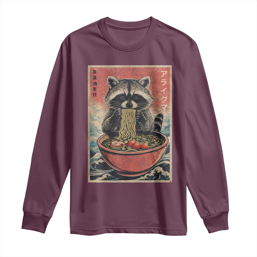 Kawaii Anime Raccoon Ramen Long Sleeve Shirt Funny Japanese Noodles Anime Lovers - Wonder Print Shop