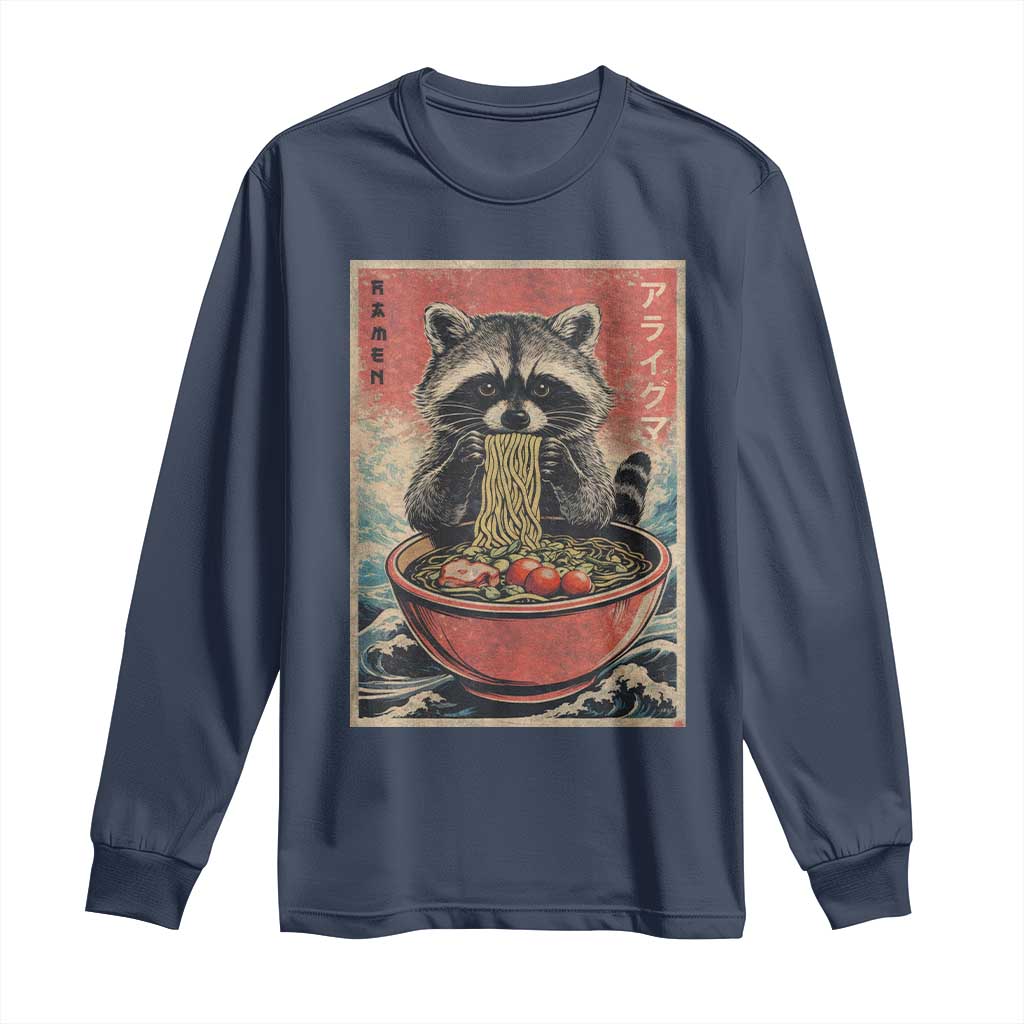 Kawaii Anime Raccoon Ramen Long Sleeve Shirt Funny Japanese Noodles Anime Lovers - Wonder Print Shop