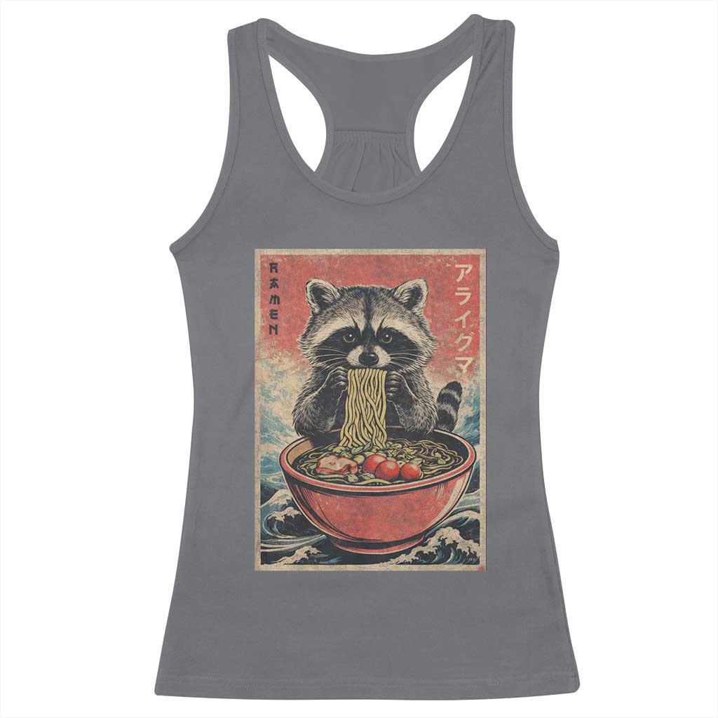 Kawaii Anime Raccoon Ramen Racerback Tank Top Funny Japanese Noodles Anime Lovers - Wonder Print Shop