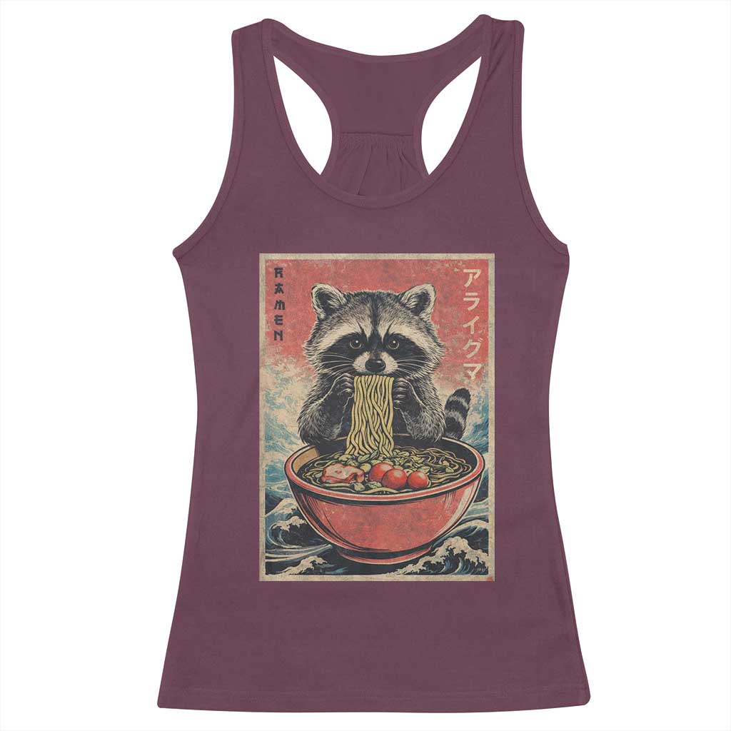 Kawaii Anime Raccoon Ramen Racerback Tank Top Funny Japanese Noodles Anime Lovers - Wonder Print Shop