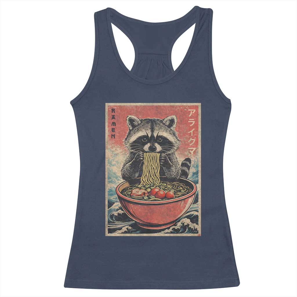 Kawaii Anime Raccoon Ramen Racerback Tank Top Funny Japanese Noodles Anime Lovers - Wonder Print Shop
