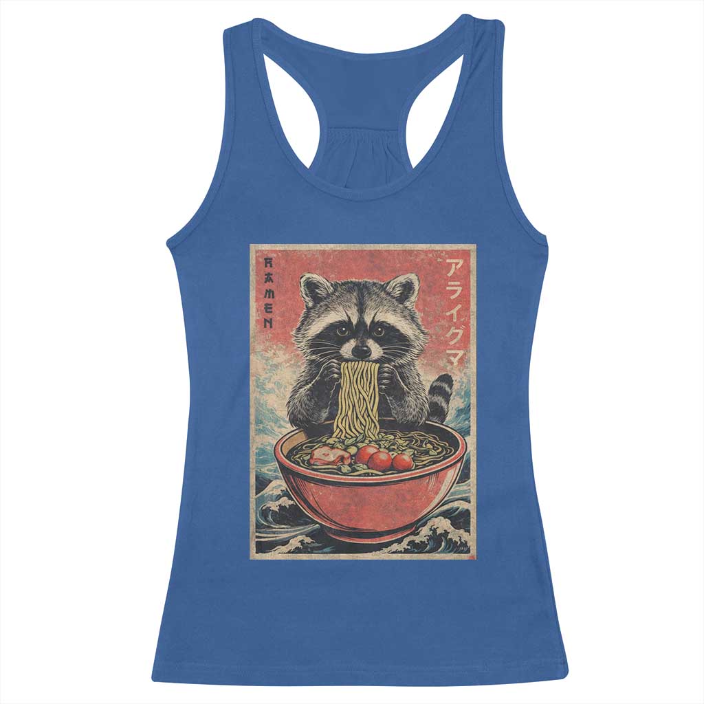 Kawaii Anime Raccoon Ramen Racerback Tank Top Funny Japanese Noodles Anime Lovers - Wonder Print Shop