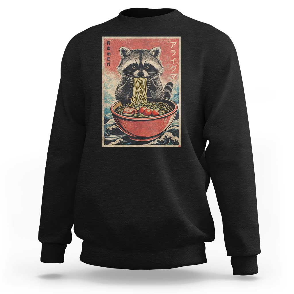 Kawaii Anime Raccoon Ramen Sweatshirt Funny Japanese Noodles Anime Lovers - Wonder Print Shop