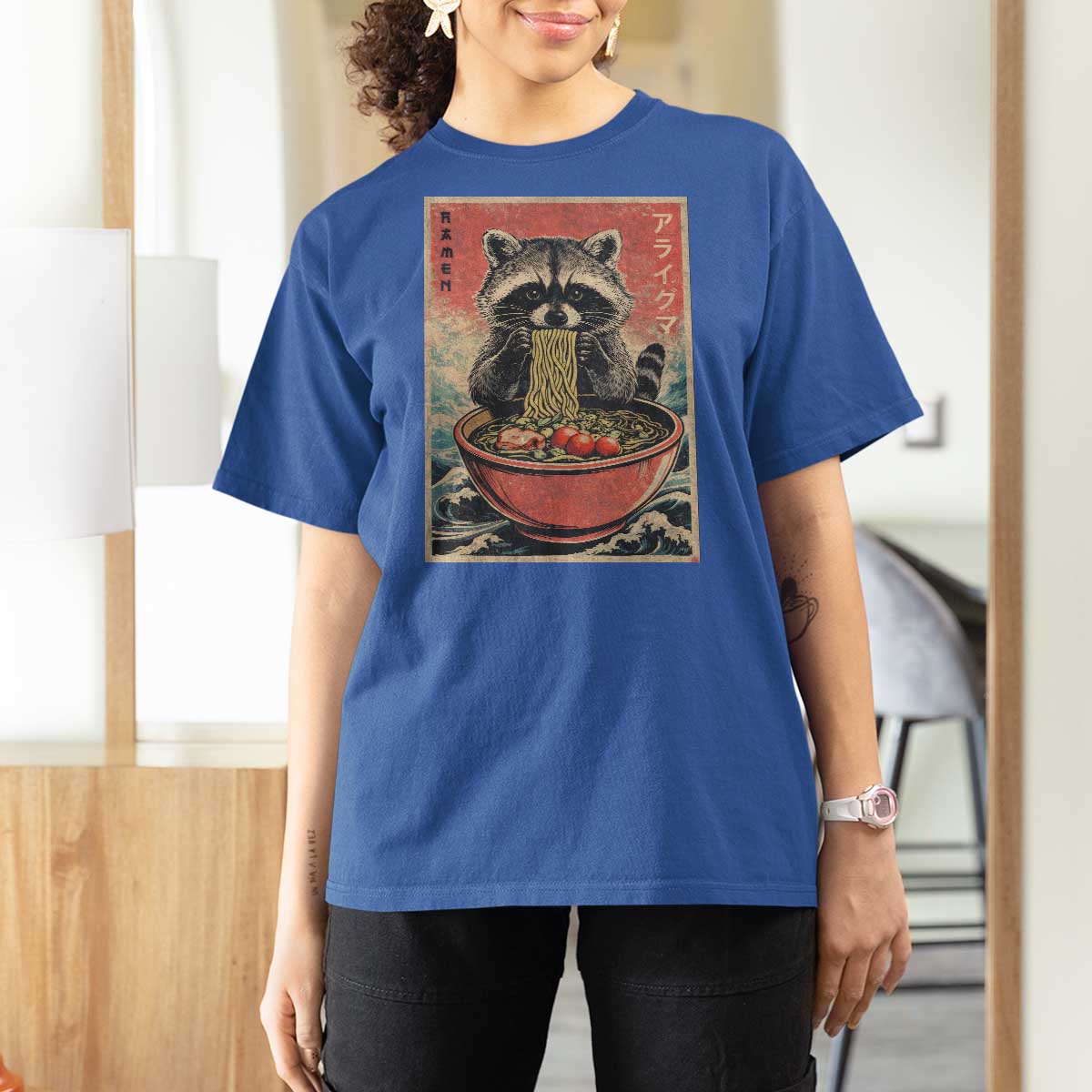 Kawaii Anime Raccoon Ramen T Shirt For Women Funny Japanese Noodles Anime Lovers - Wonder Print Shop