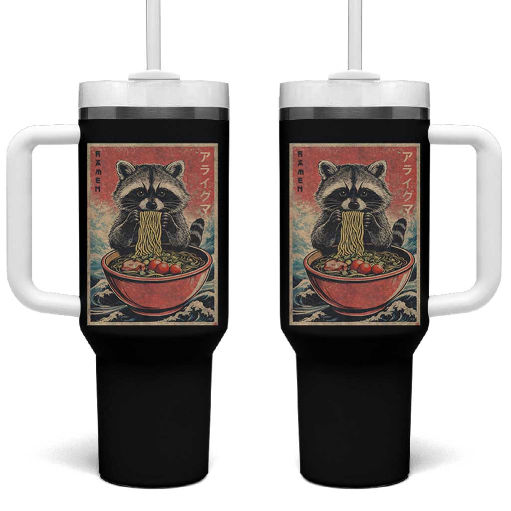 Kawaii Anime Raccoon Ramen Tumbler With Handle Funny Japanese Noodles Anime Lovers - Wonder Print Shop
