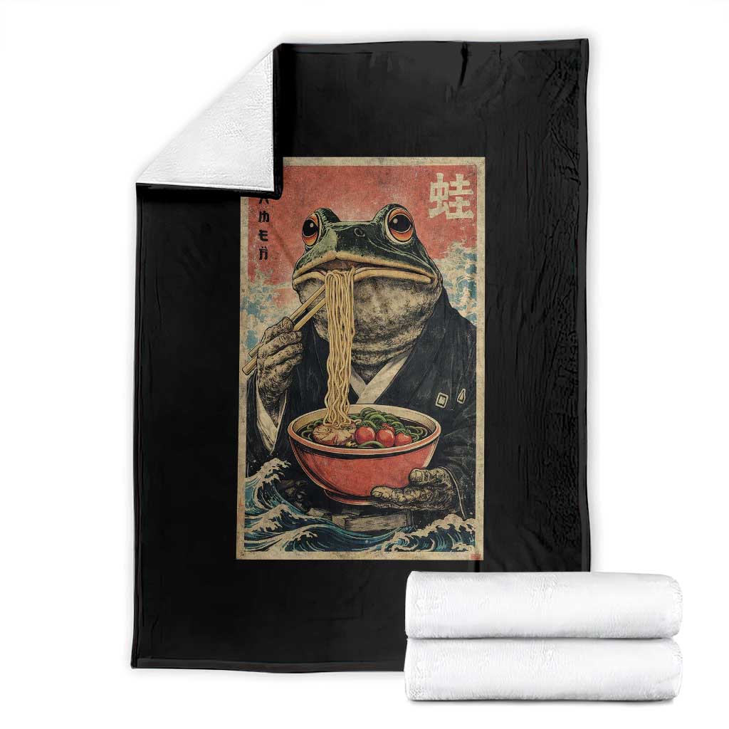 Frog Eat Ramen Throw Blanket Funny Japanese Noodles Anime Lovers Kawaii Anime - Wonder Print Shop