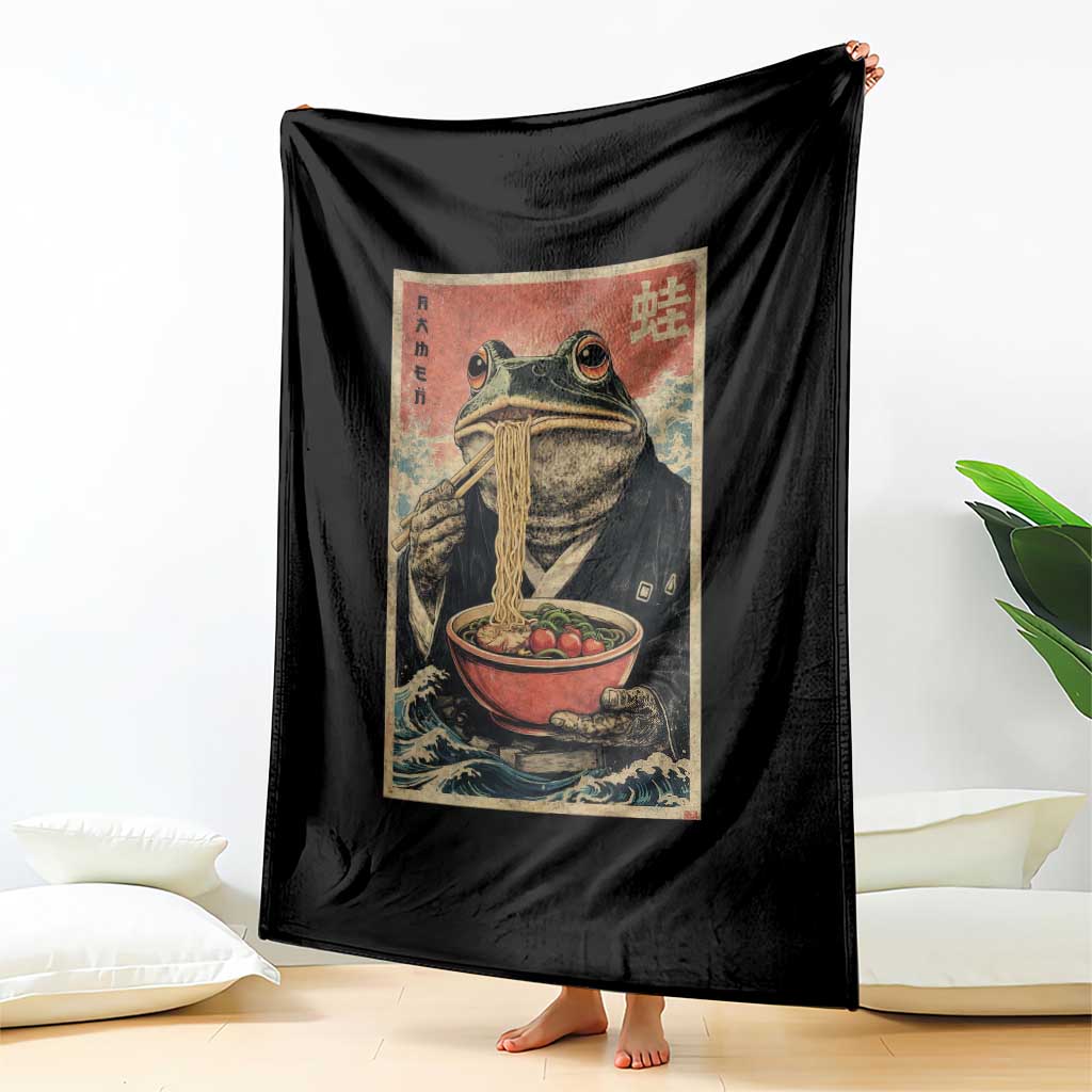 Frog Eat Ramen Throw Blanket Funny Japanese Noodles Anime Lovers Kawaii Anime - Wonder Print Shop