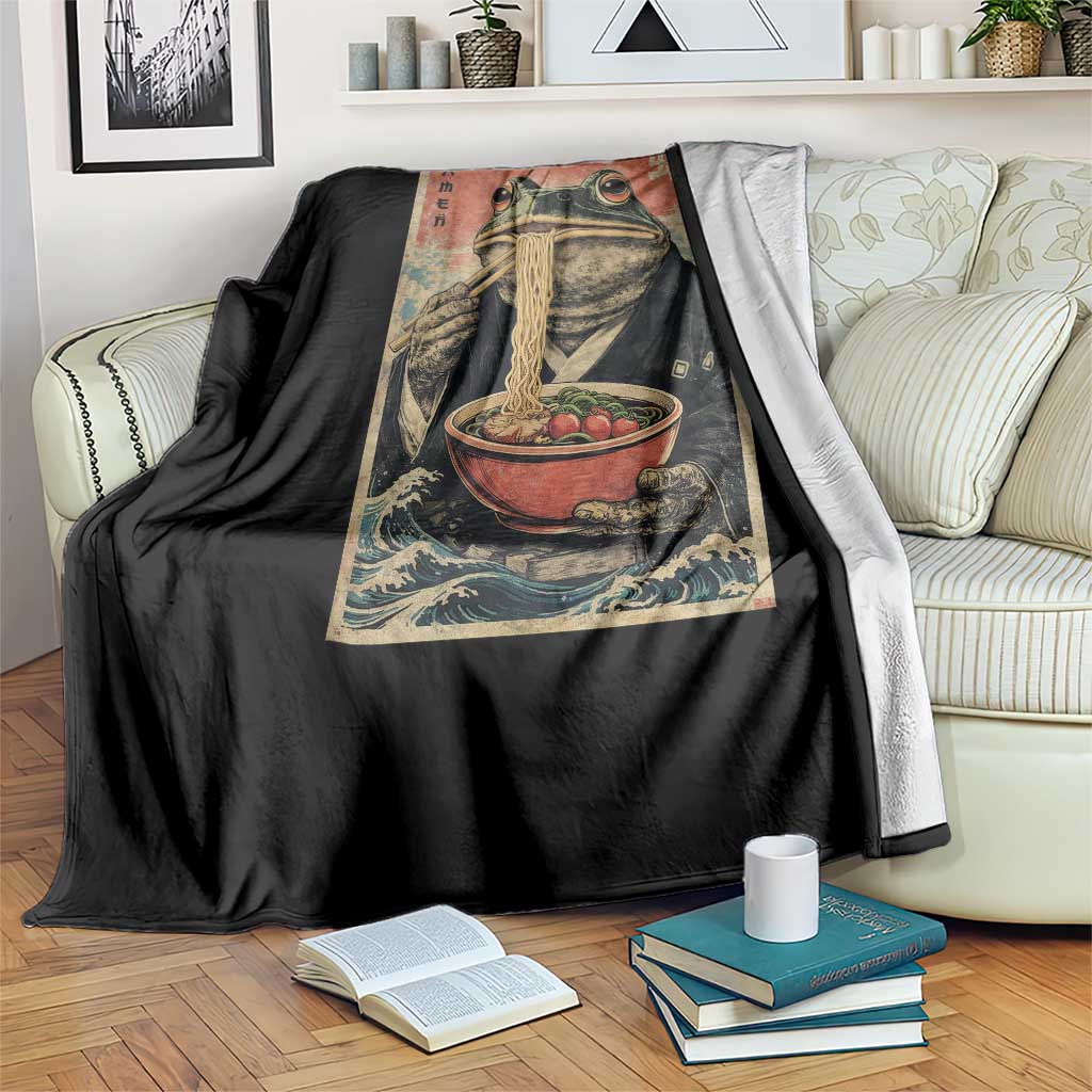 Frog Eat Ramen Throw Blanket Funny Japanese Noodles Anime Lovers Kawaii Anime - Wonder Print Shop