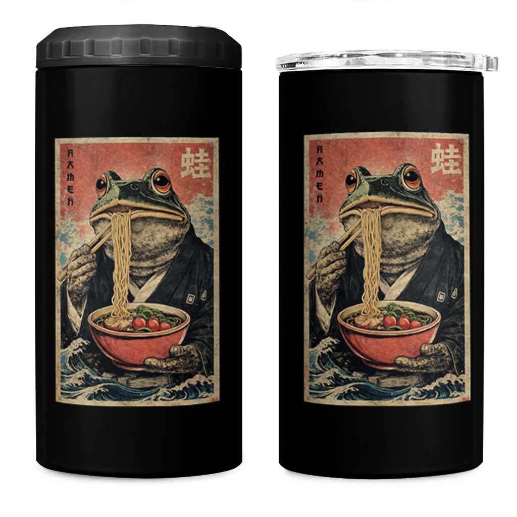 Frog Eat Ramen 4 in 1 Can Cooler Tumbler Funny Japanese Noodles Anime Lovers Kawaii Anime - Wonder Print Shop