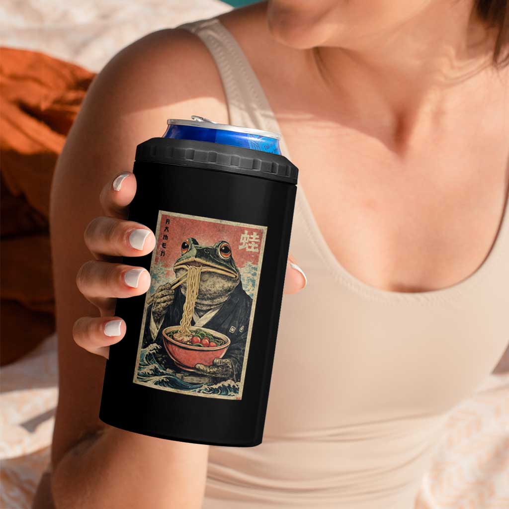 Frog Eat Ramen 4 in 1 Can Cooler Tumbler Funny Japanese Noodles Anime Lovers Kawaii Anime - Wonder Print Shop