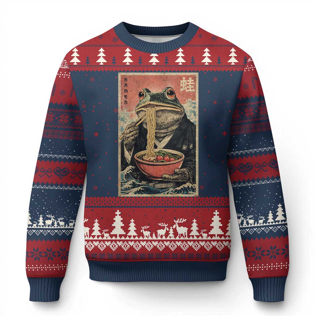 Frog Eat Ramen Ugly Christmas Sweater Funny Japanese Noodles Anime Lovers Kawaii Anime - Wonder Print Shop